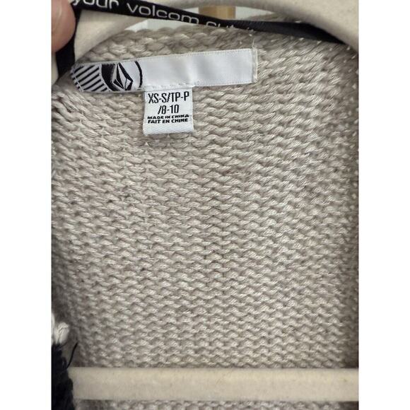 Volcom Navy Cream Stripe sweater button acrylic women's cardigan Sz XS/small - Picture 3 of 5